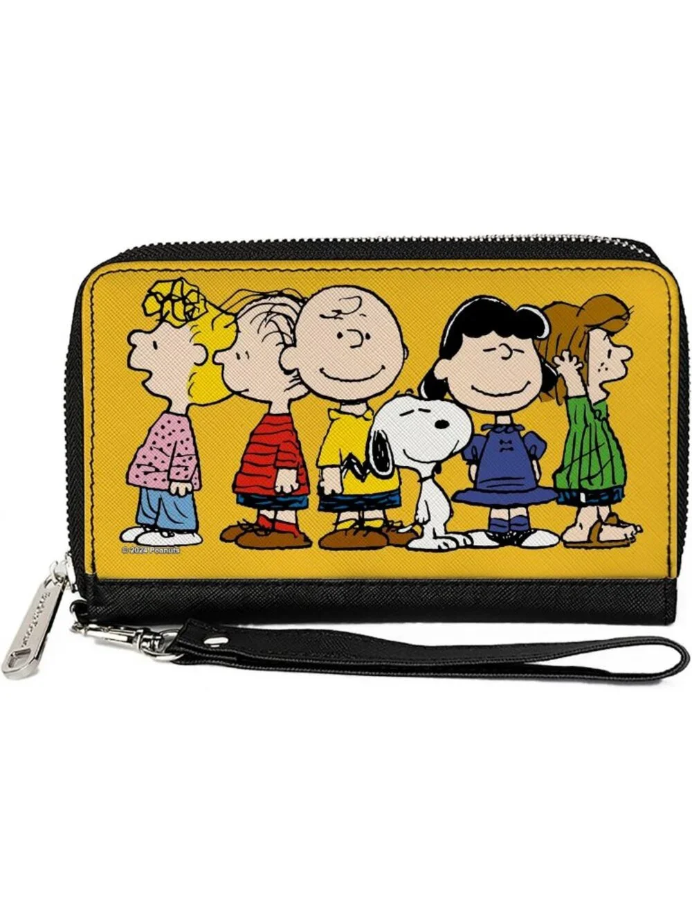 Vegan Leather Zip Around Wallet with Peanuts Design - Stylish & Functional
